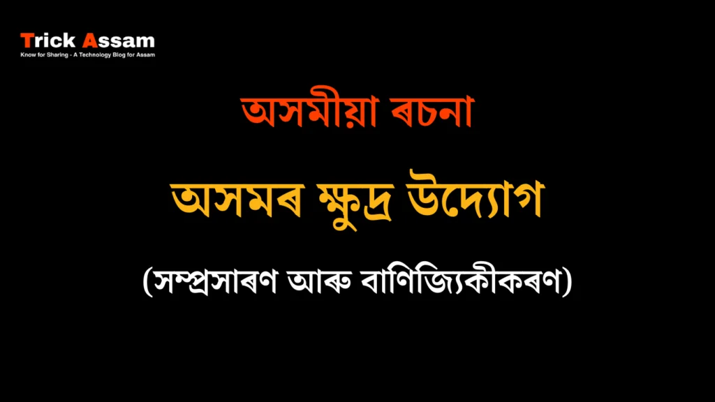 অসমৰ ক্ষুদ্ৰ উদ্যোগ : সম্প্ৰসাৰণ আৰু বাণিজ্যিকীকৰণ | Small Scale Industries in Assam Essay in Assamese